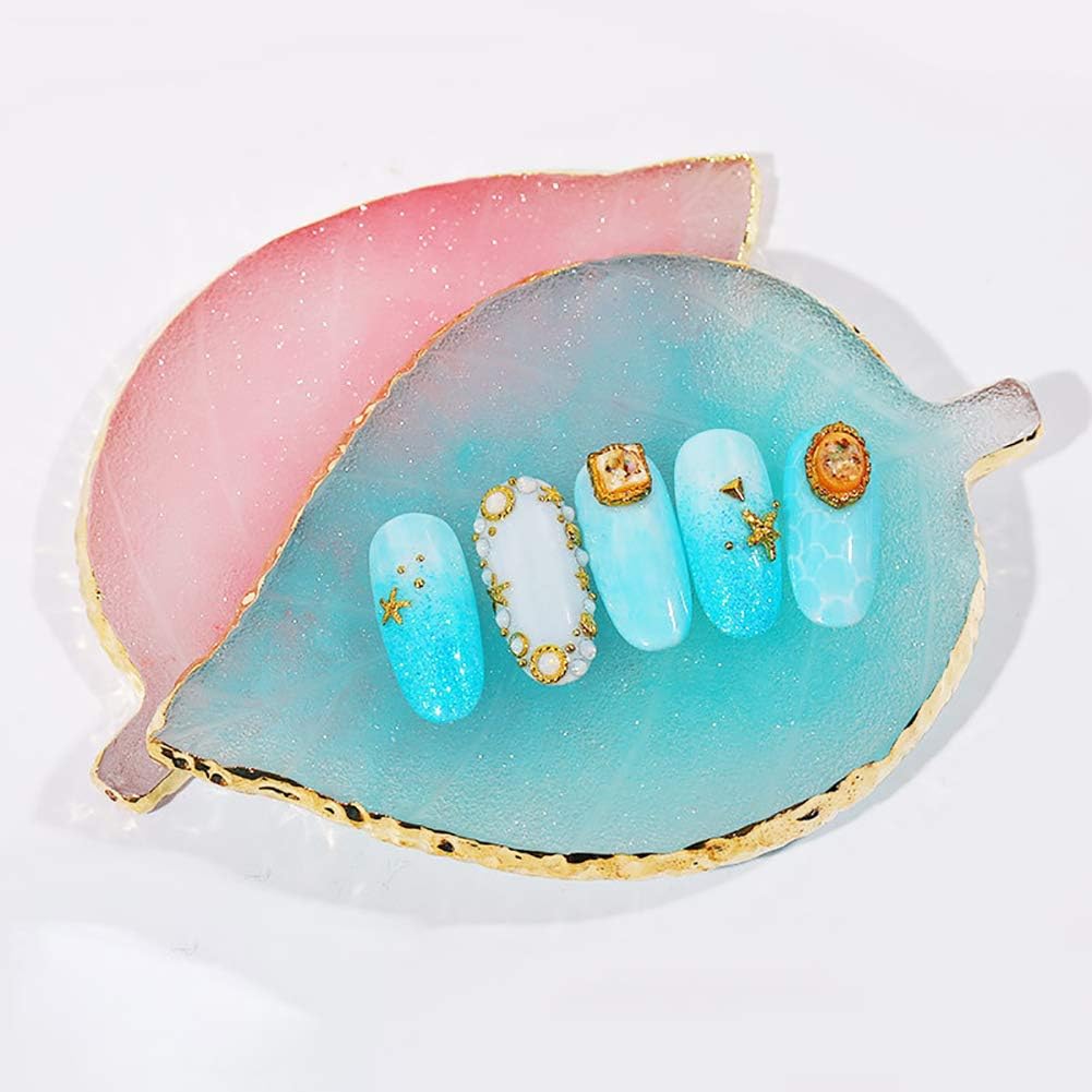 1 Pcs Leaf Resin Nail Art Palette Painting Makeup Palette Tray Cosmetic Nail Gel Polish Colors Mixing Pallet White