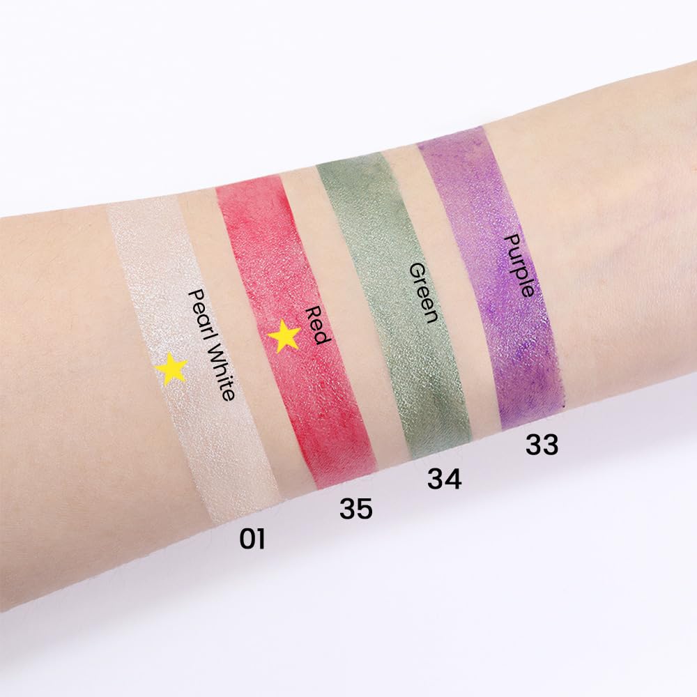 Kaely 2Pcs Cream Eyeshadow Sticks Set for Eyes Waterproof,Pearl White & Red Shimmer Matte Eye shadow Stick Pencil Pen Bulk sombras en crema para ojos 01+35