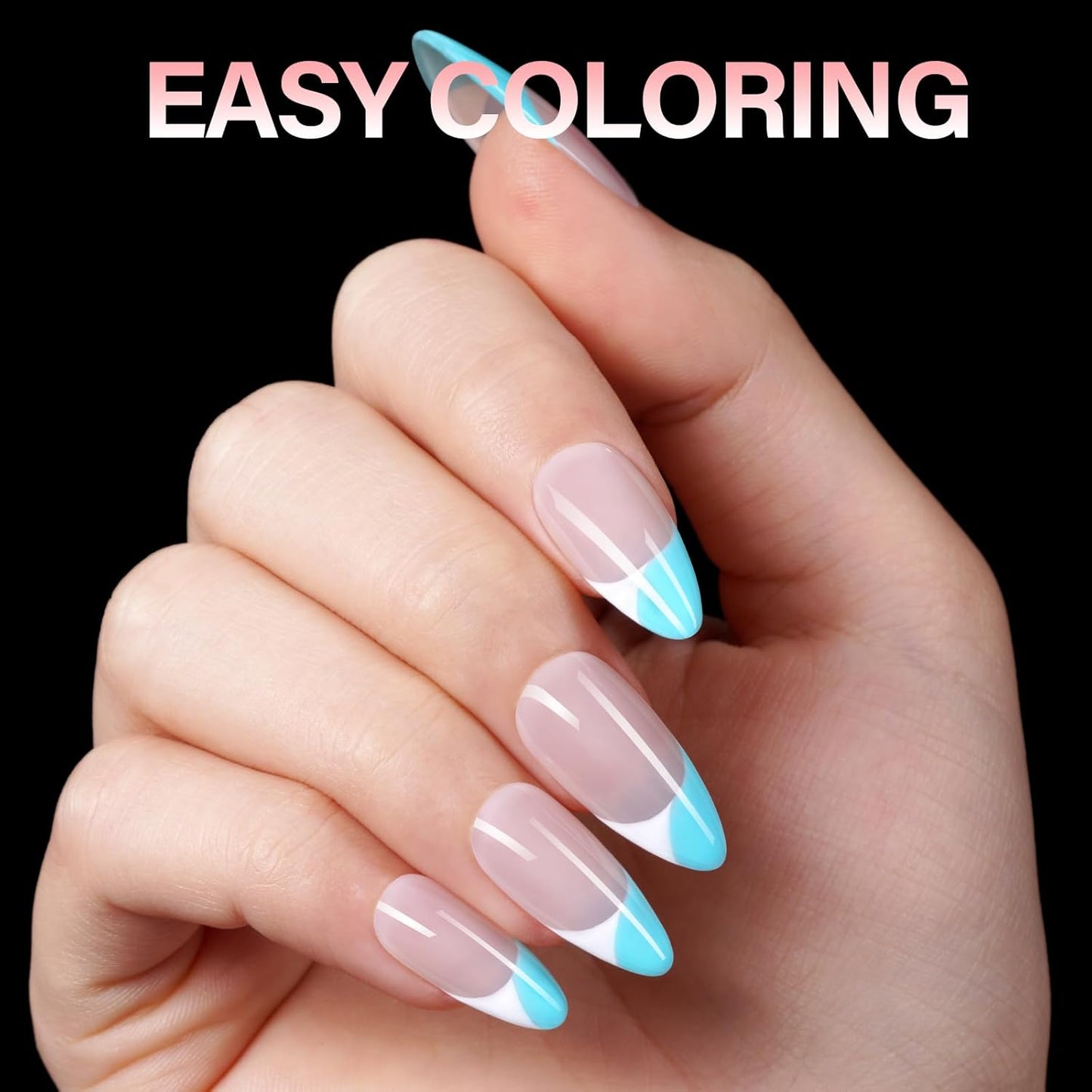 AILLSA Medium Almond Nail Tips Pre-Shaped Acrylic Nails Tips Half Matte Full Cover Tips Clear Gelly Press on Flase Nail Tips for Extension Nail Manicure Home DIY 216PCS 12Sizes