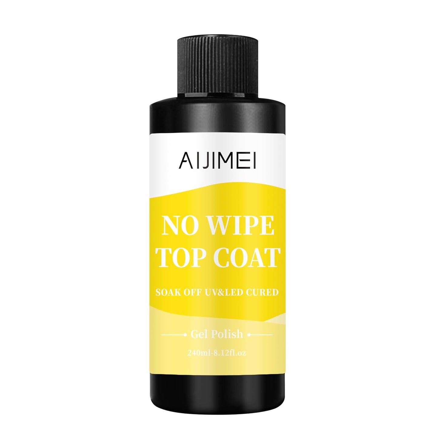 AIJIMEI 240ml Gel Polish No Wipe Top Coat Long Lasting Top Gel for Acrylic Nails,Gel Top Coat for Home DIY and Nail Salon Non-Wipe TopCoat for Gel Polish 8 Fl Oz