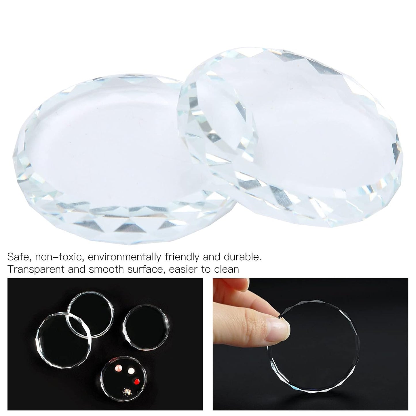 2Pcs Nail Art Palettes, Manicures DIY Color Mixing Toning Glass False Eyelash Glue Hold Tools Beauty Makeup Glass Pallet