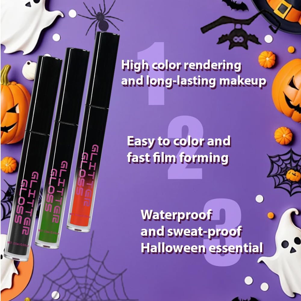 Gray Black Green Red Metallic Lipstick for Women,Glitter Sparkling Liquid Lipstick,Long Lasting Waterproof Lightweight Non-Drying Bold Dark Lip Gloss for Gothic Stage Makeup,Vegan