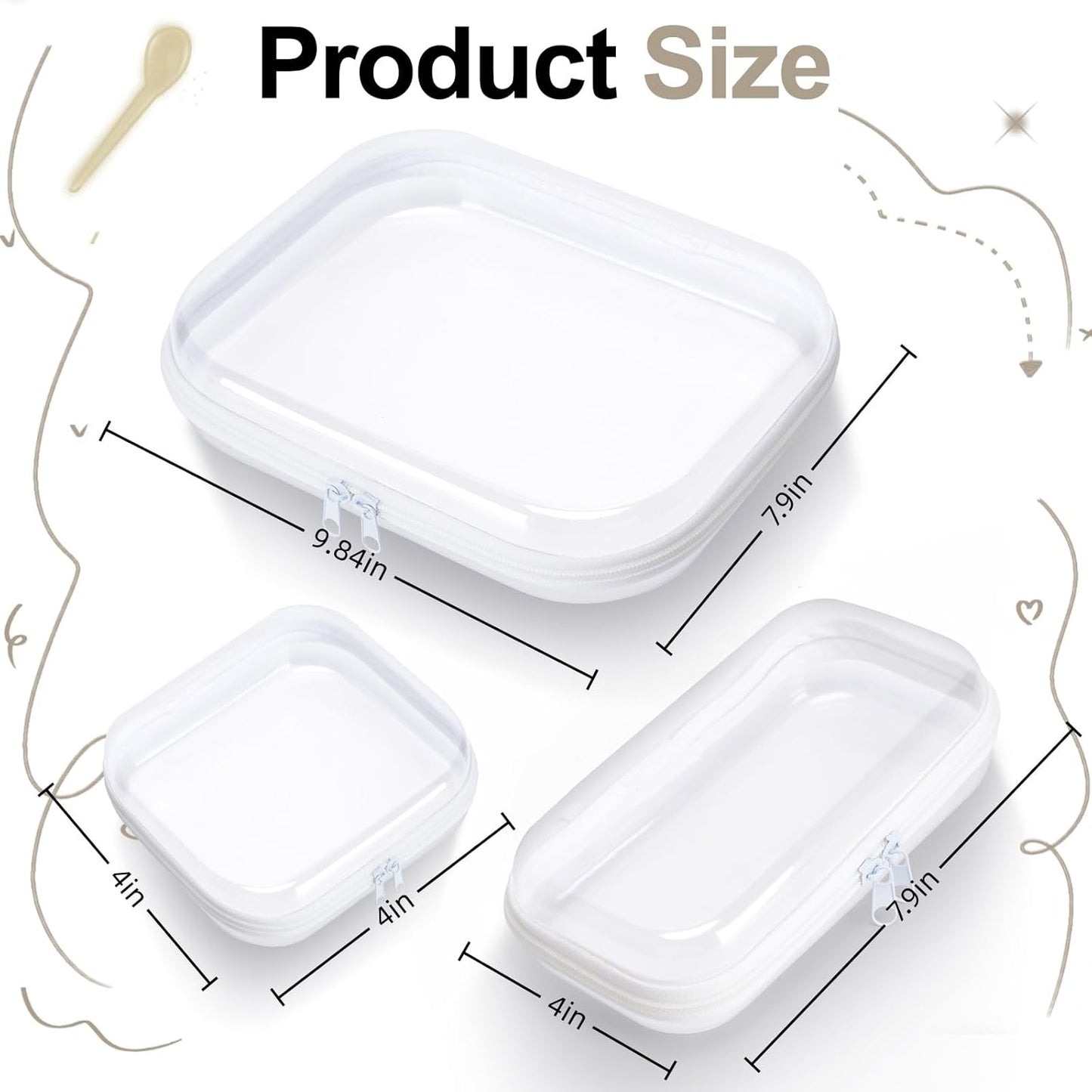 6 pcs Clear Zipper Pouches, Toiletry Bag for Travel, Stackable Waterproof Diaper Bag, Zipper Pouch, Travel Organizer, Clear Cosmetic Bag,Toy Storage Bins (M+3S+2Mini)