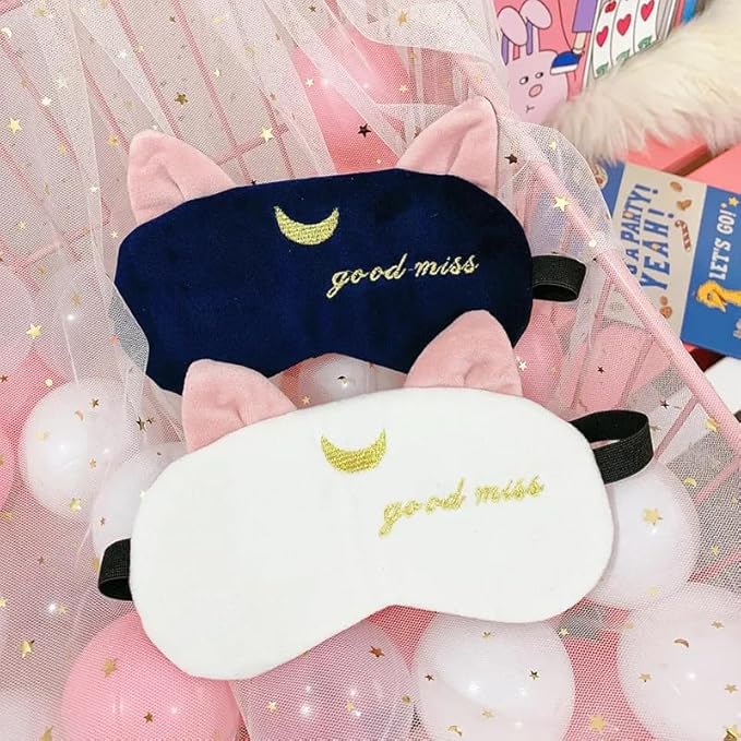 2PCS Eye Mask for Sleeping Cute Sailor Moon Natural Sleep Eye Mask Eyeshade Cover Shade Eye Patch Soft Portable Blindfold Travel Eyepatch for Girls Boys Women Men