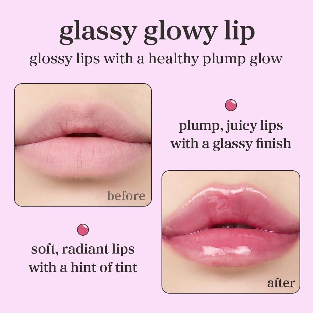 NOONI Korean Lip Oil - Applefig | Long-Lasting, Moisturizing, Plumping, Revitalizing for Dry Lips, Waterproof, No Peel Off, Hydrating, Nourishing Crystal Clear, 0.12 FL Oz