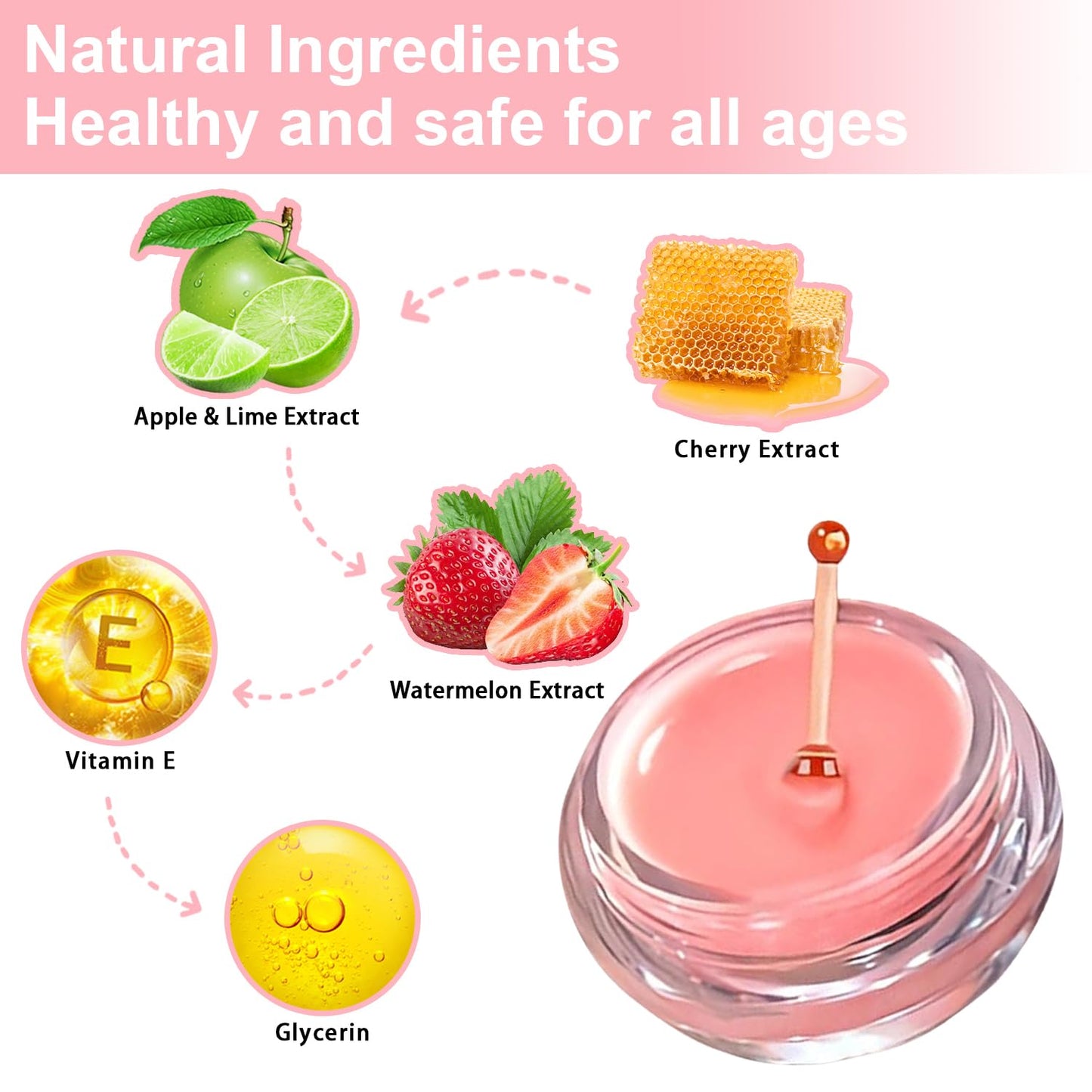 3 PCS Bee Lip Balm Lip Mask Honey Pot, Watermelon & Cherry & Coconut Lip Mask Propolis Moisturizing Lip, Hydrating Prevention Dry and Cracked Lip Scrubs Exfoliator (Honey& Strawberry& Apple Lime)