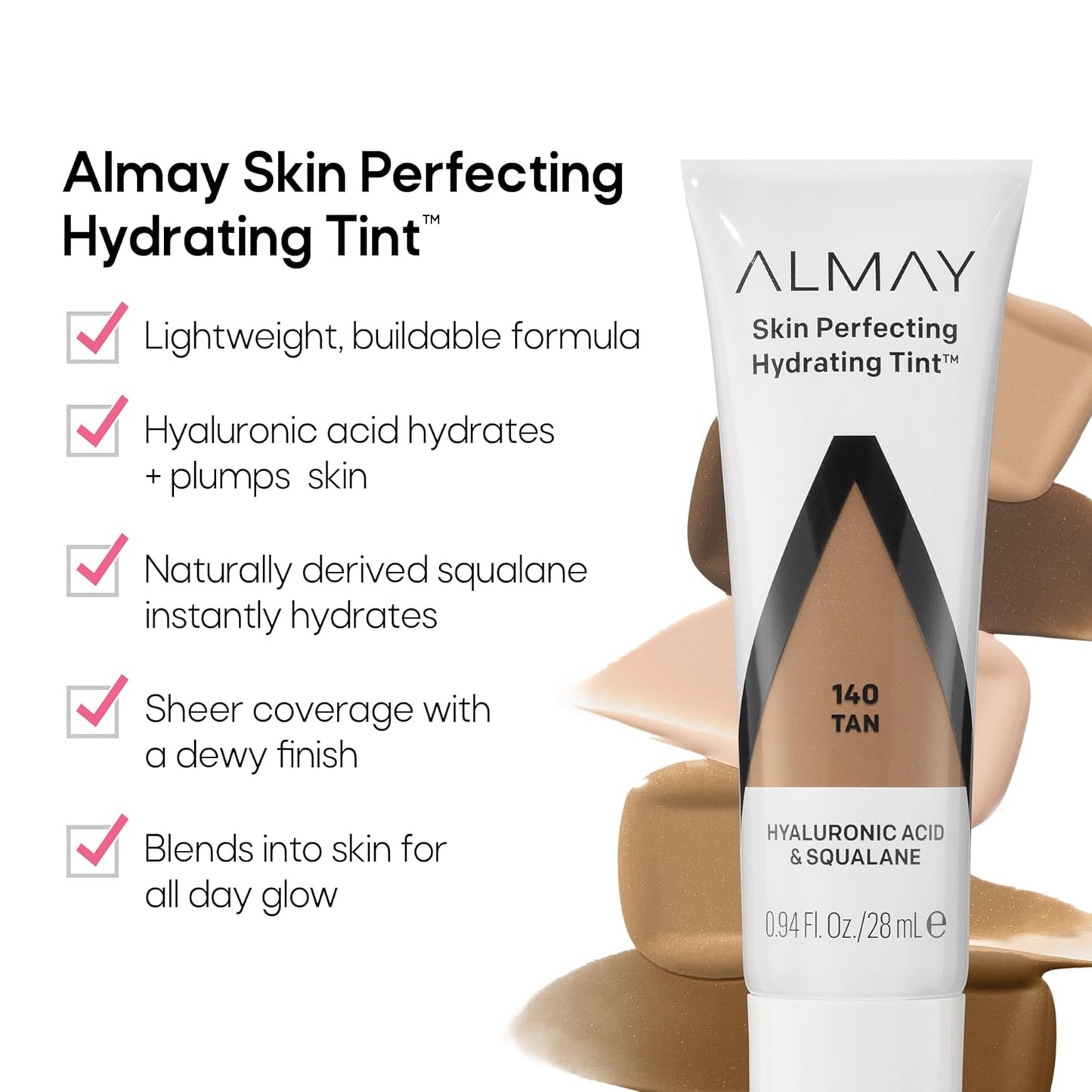 Almay Hydrating Liquid Foundation Tint, Lightweight with Light Coverage, Naturally Dewy Finish, Hypoallergenic, Dermatologist TestedFragrance Free, 120 Beige, 0.94 fl oz.