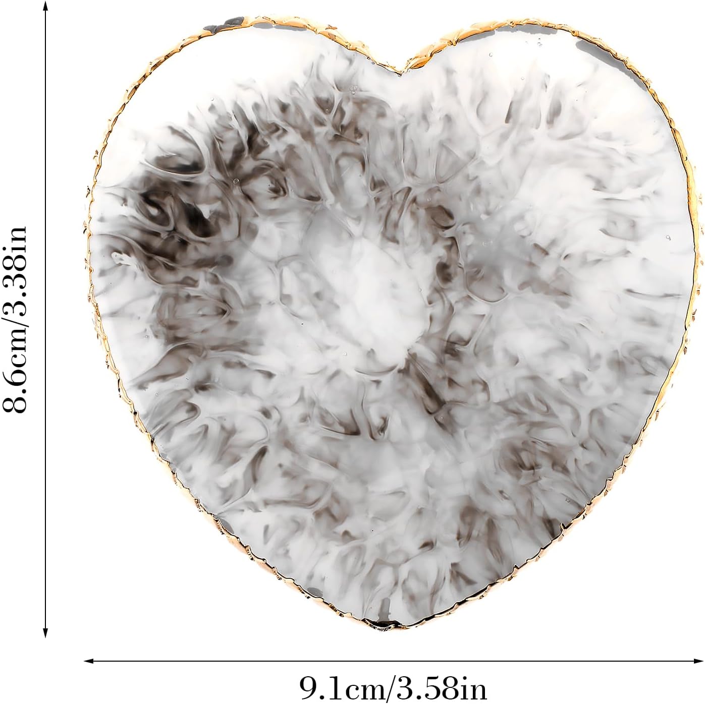 Sibba Resin Nail Art Palette Nail Mixing Palette Polish Color Mixing Plate Golden Edge Nail Holder Display Board Heart Shape Cosmetic Mixing Tools