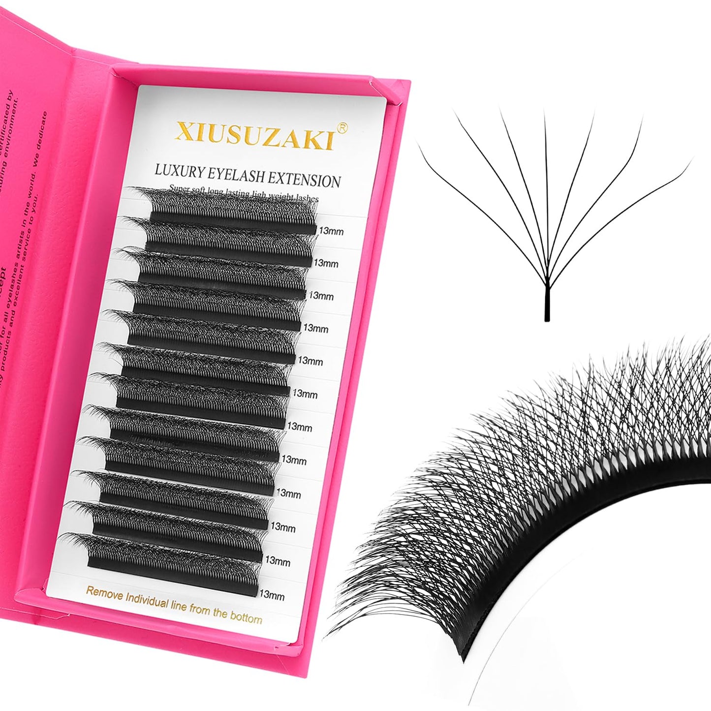 W Lash Extensions Supplies 7D Eyelash Extensions W Shape 0.07mm Thickness D Curl 11mm Premade Fans Easy Fan Lashes Volume Matte Black 12 Rows Crisscross Eye Lashes(W-7D-0.07-D,11mm)