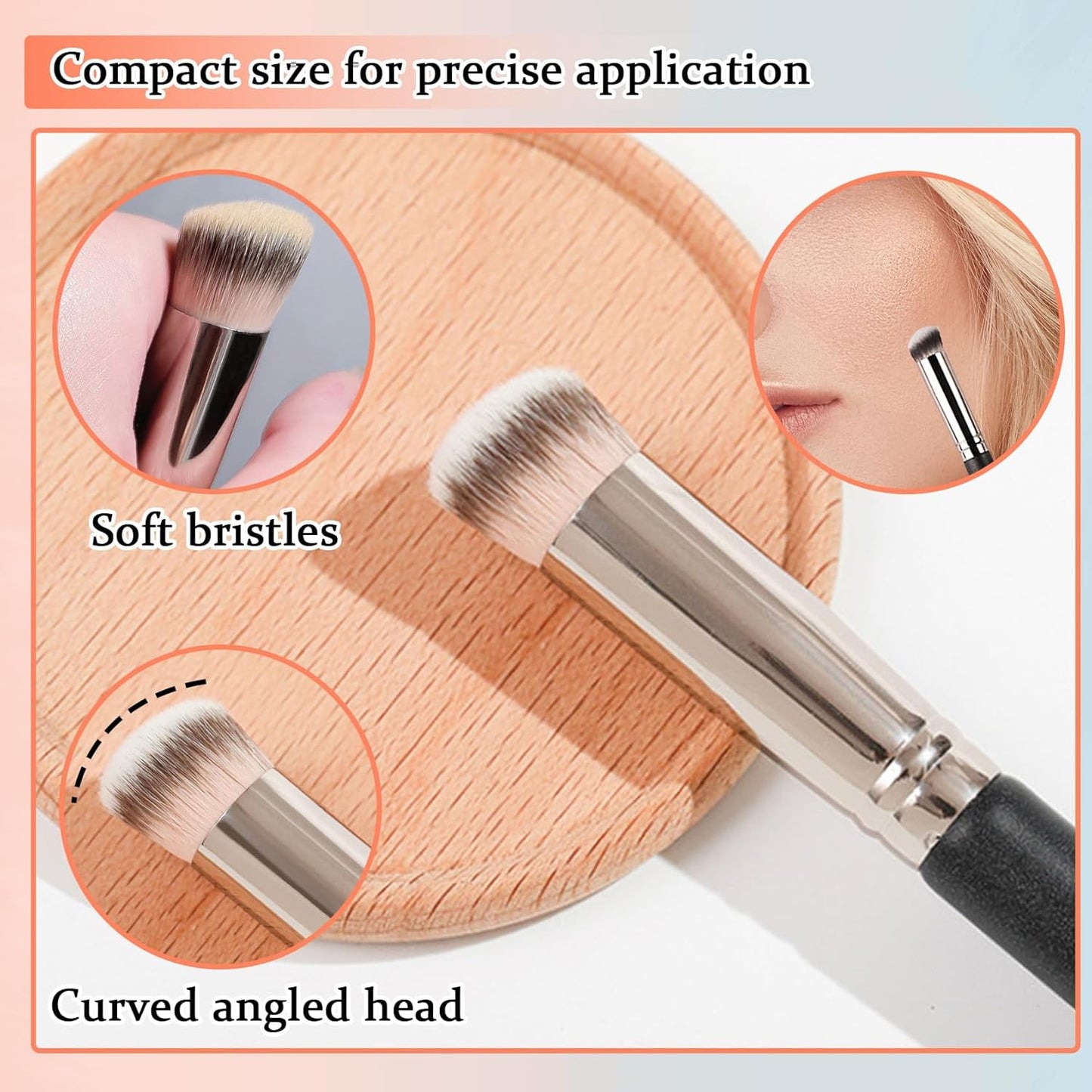 Full Coverage Concealer Foundation,Oil Control Long Lasting Lightweight BB Cream Tinted Face Moisturizer with SPF 50+ PA+++,Moisturizing CC Cream Liquid Foundation Makeup Brush Set（2 Pack）