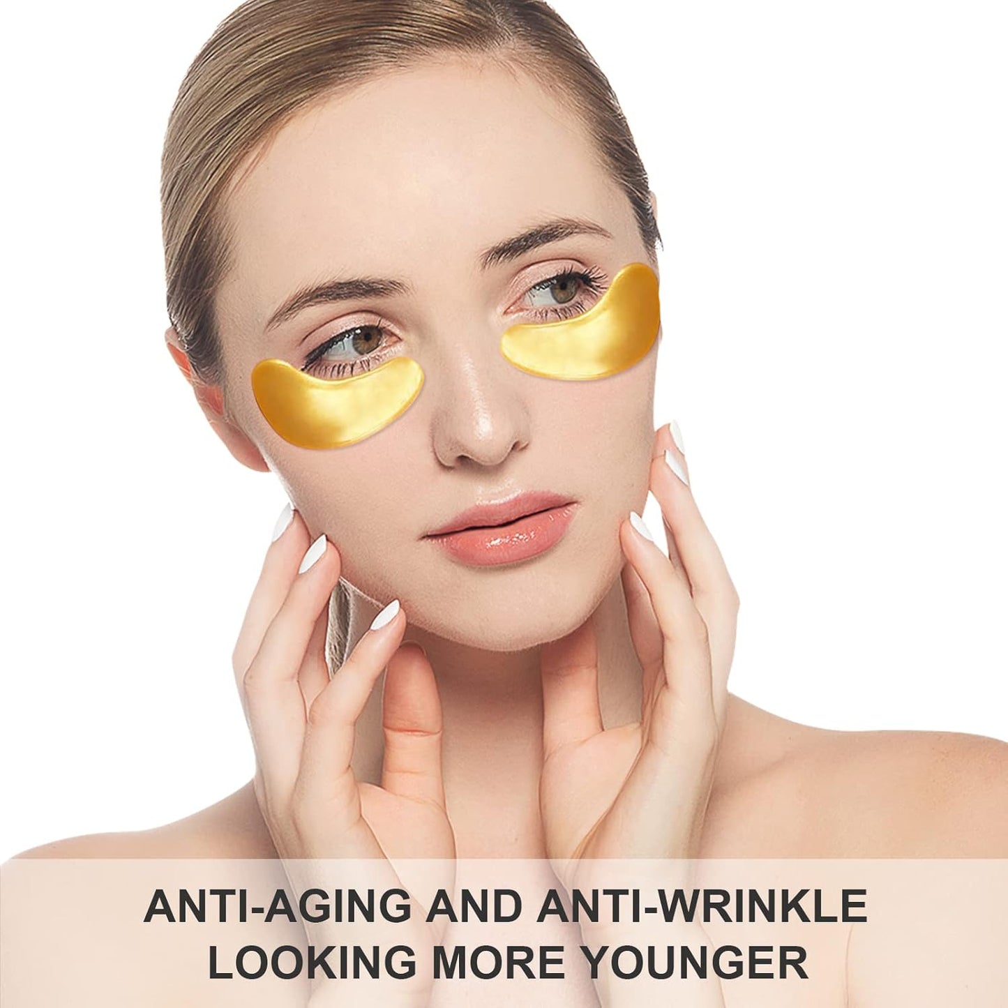 24K Collagen Under Eye Mask, 30 Pairs Crystal Gold Under Eye Patches For Puffy Eyes and Dark Circles – Look Less Tired and Reduce Wrinkles and Fine Lines (Gold)