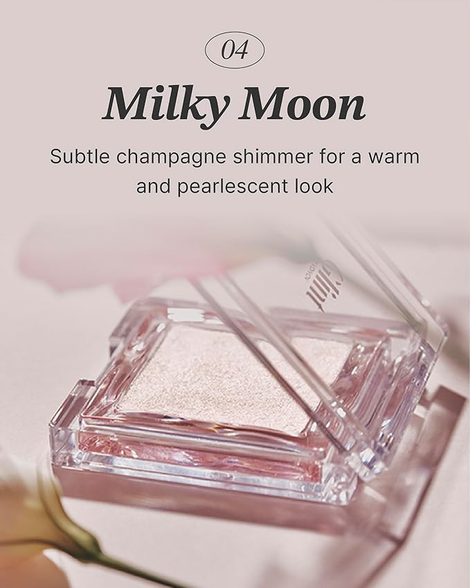 Glint Dewy Highlighter (Milky Moon, 0.17oz) - Luminous Glow, Infused with Micropearls, Shiny Illuminator. Rich Pigment & Silky Touch, Korean Makeup.