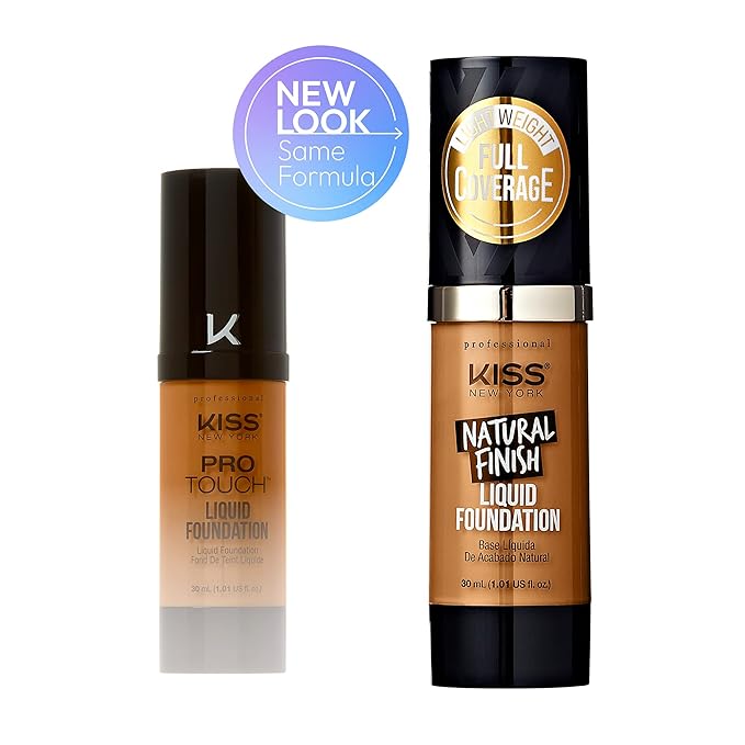 Kiss New York Professional Liquid Foundation - Lightweight and Hydrating Formula, Natural Finish, Control Shine, Cover Pores, Medium to Full Coverage, Green Tea Extract (Classic Tan)