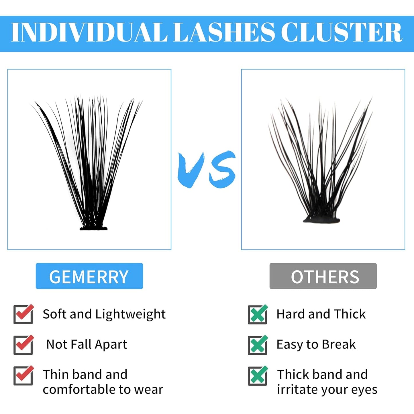 Individual Lashes GEMERRY 280pcs Large Tray 0.07mm Lash Clusters 40D 8-16 MIX D Curl Cluster Lashes Soft &Natural Individual Lashes Cluster Reusable DIY Eyelash Extensions