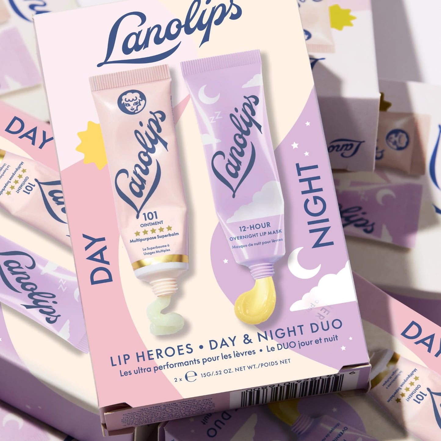 Lanolips 101 Lanolin Lip Balm & Overnight Lip Mask Duo - Heroes Kit for Complete Day to Night Care - Deeply Hydrating Moisturizer Set with Pure Lanolin Oil (2 Count)