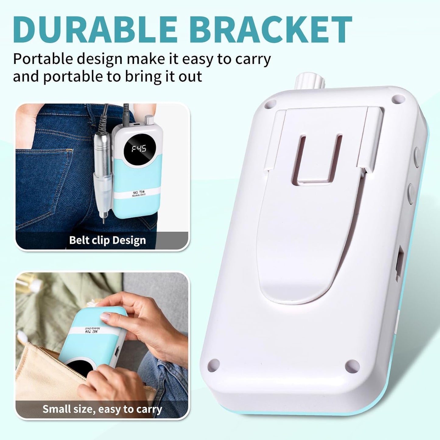 Electric Nail Drill Professional Kit - 45000RPM Electric Nail File Efile Portable Nail Drill Cordless with Bits & Base,E File Machine Nail Grinder for Women (Blue)