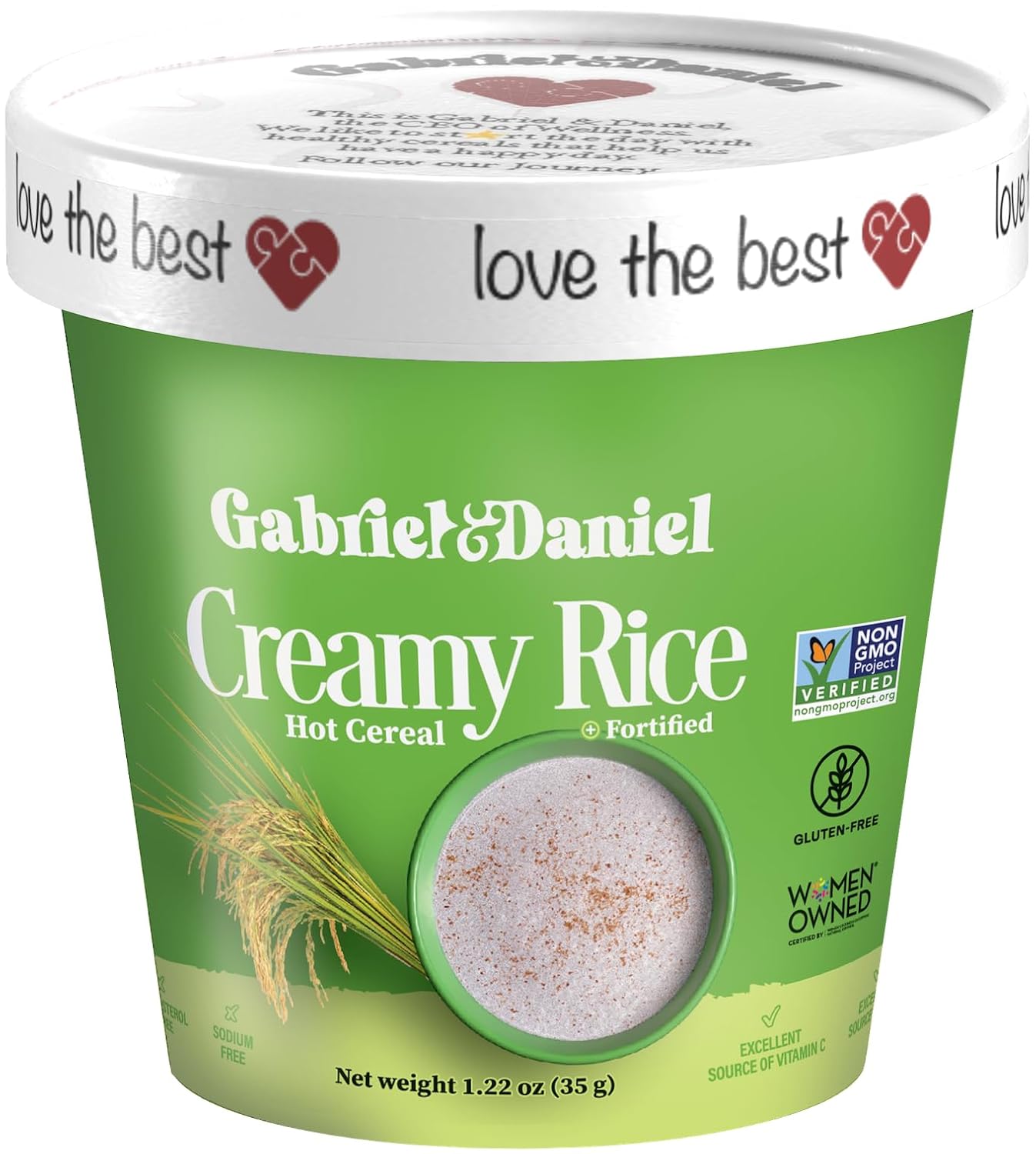 Gabriel & Daniel Creamy Rice Hot Cereal Cup – Non-GMO, Pure and Organic Gluten Free Cereal – Rich in Iron & Essential Nutrients for a Nourishing and Instant Breakfast – Quick & Easy Meal (Pack of 6)