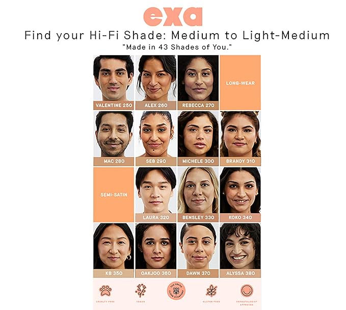 Exa Beauty - Natural High Fidelity Foundation | Clean, Vegan, Cruelty-Free Makeup (Valentine 250)