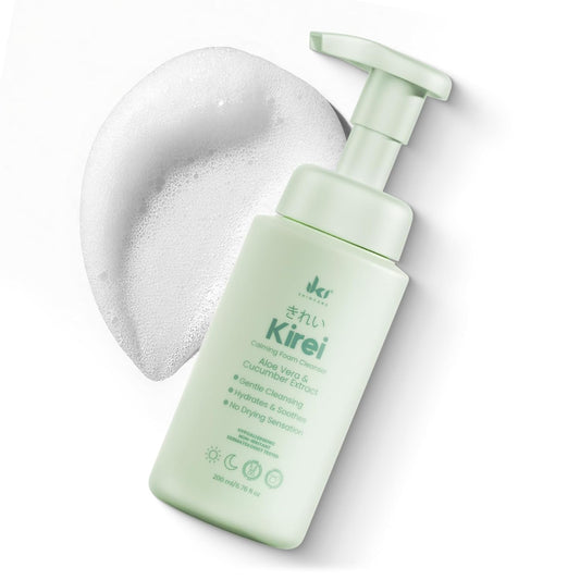 KIREI Foam Cleanser - Gentle Face Wash for Women with Aloe Vera & Cucumber Extract, Hydrating & Soothing, Dermatologically Tested, Suitable for Sensitive Skin, Paraben-Free