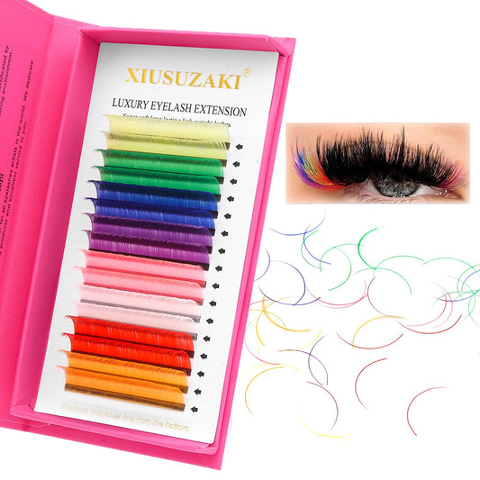 Eyelash Extensions Colored Lashes Extension 0.07 D Curl Lashes 10mm Classic Lash Extensions Soft Individual Lashes 16 Rows Natural False Eyelashes Volume Lashes Professional Use(Colored,0.07-D,10mm)