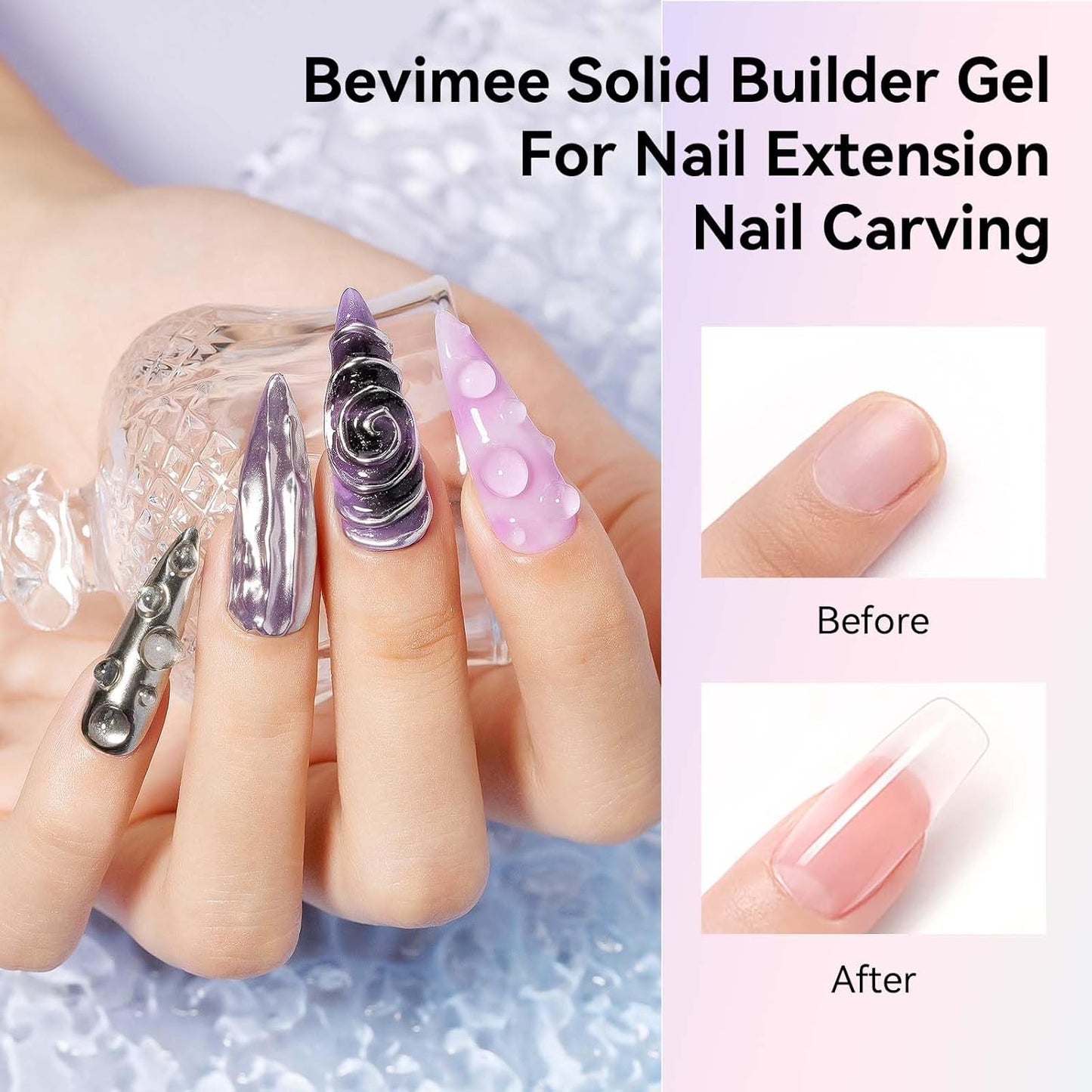 18g Solid Builder Gel for Nails 15g 3D Nail Sculpting Gel for Nail Art, Clear Non-Stick Hand For Modeling, Sculpture, Nails Extension UV/Led Manicure DIY At Hom