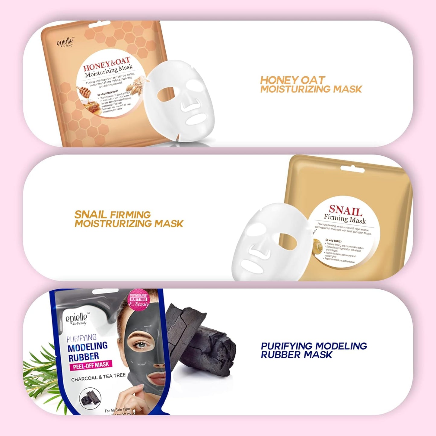 Epielle All In One Kit, cleansing, facial sheet mask, peel off, Fun facial mask Kit, Moisturizing Facial Skincare for Sensitive Skin & Acne | Spa Day Party, Mothers Day Gifts