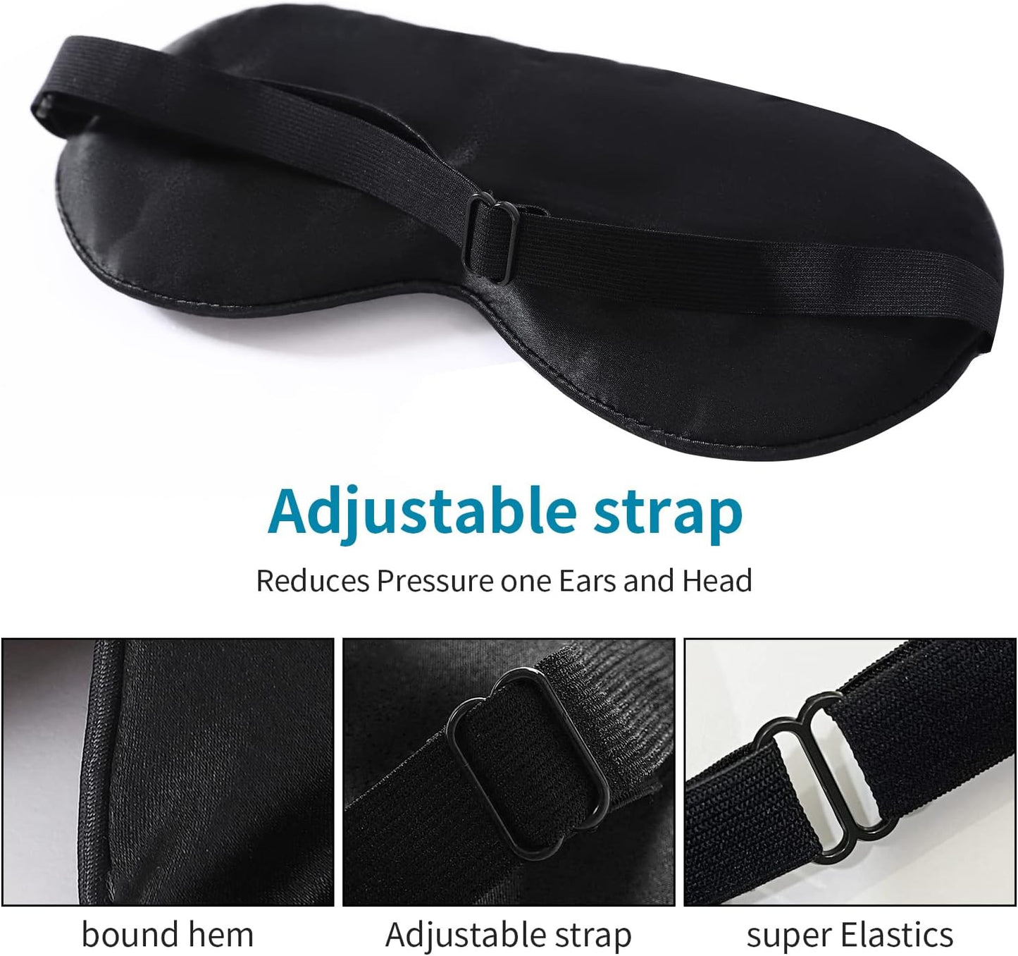 2-Pack 100% Real Natural Silk Eye Mask, Silk Sleeping Mask, Shade Puffy Eye Gift with Adjustable Straps, Sleep Eye Mask, SHJINJU Eye Mask Shade (Black and red)