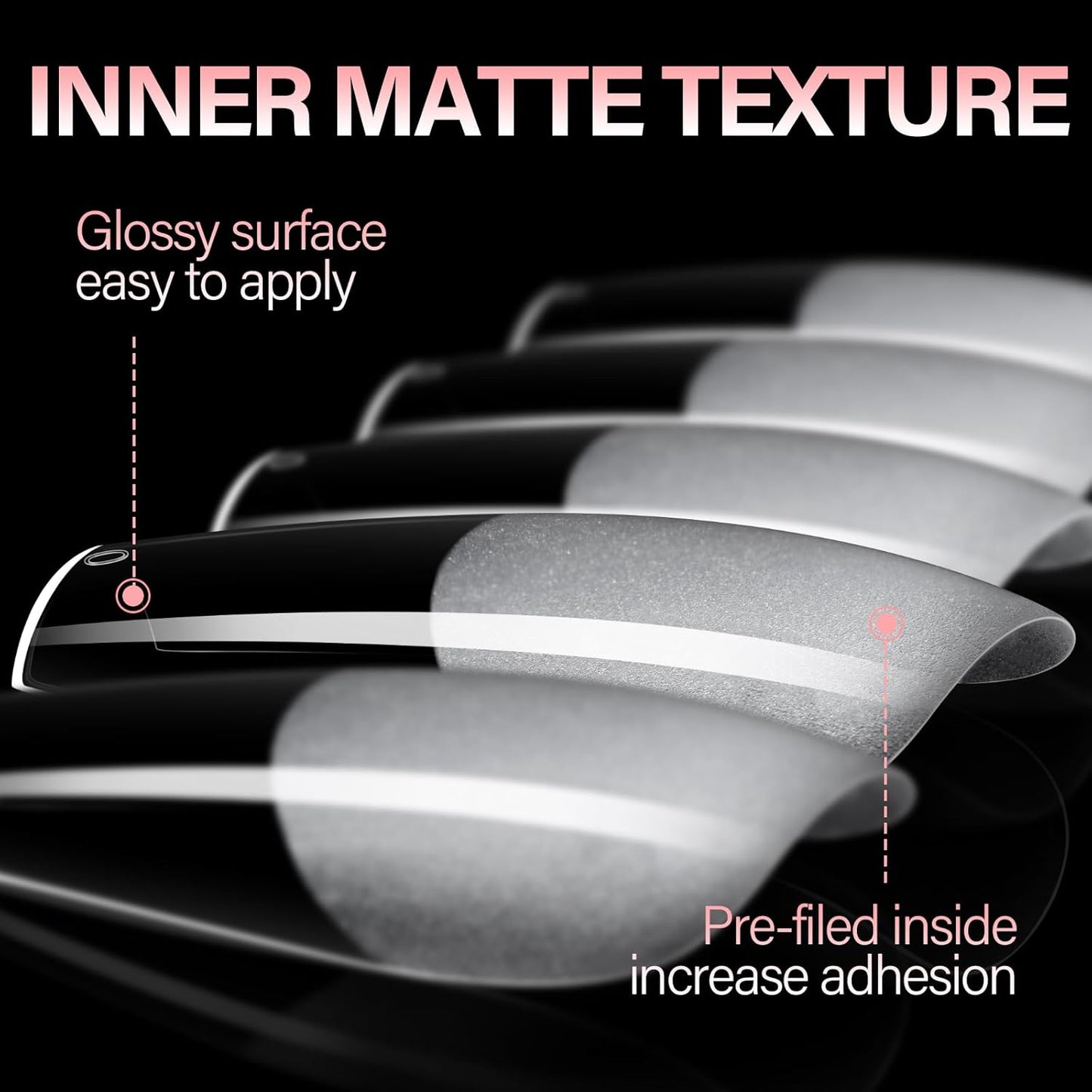 AILLSA Long Coffin Nail Tips - 450pcs Thickened Pre-shaped False Nail Tips Half Matte Nails Tips, Acrylic Fake Nails Extension for Home Salon DIY