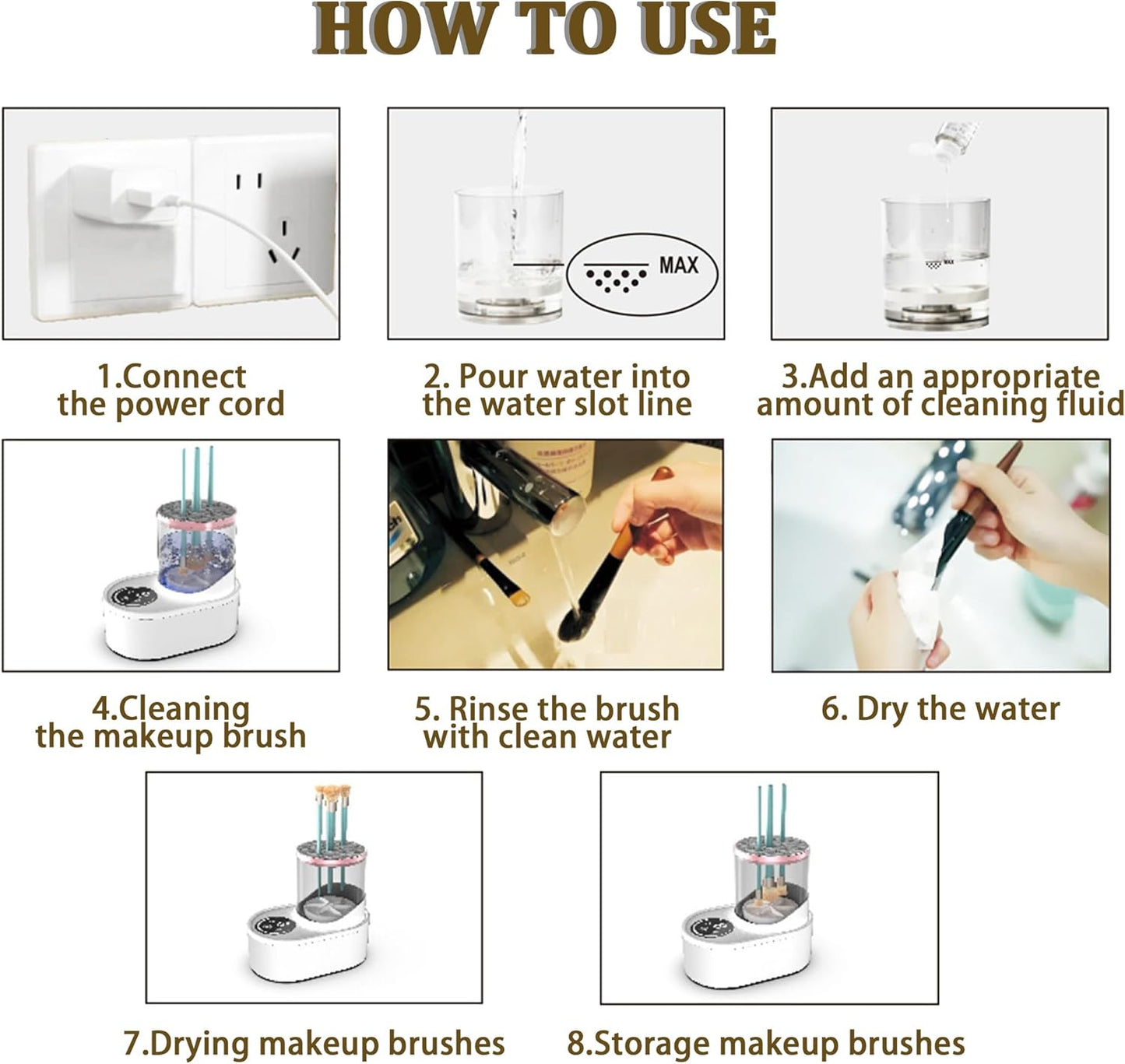 Vellura Makeup Brush Cleaner, Vellura Brush Cleaner, Machine with Makeup Brush, Dryer-Holder-Portable & Automatic, Clean Any Mess with One Click (1*PC)