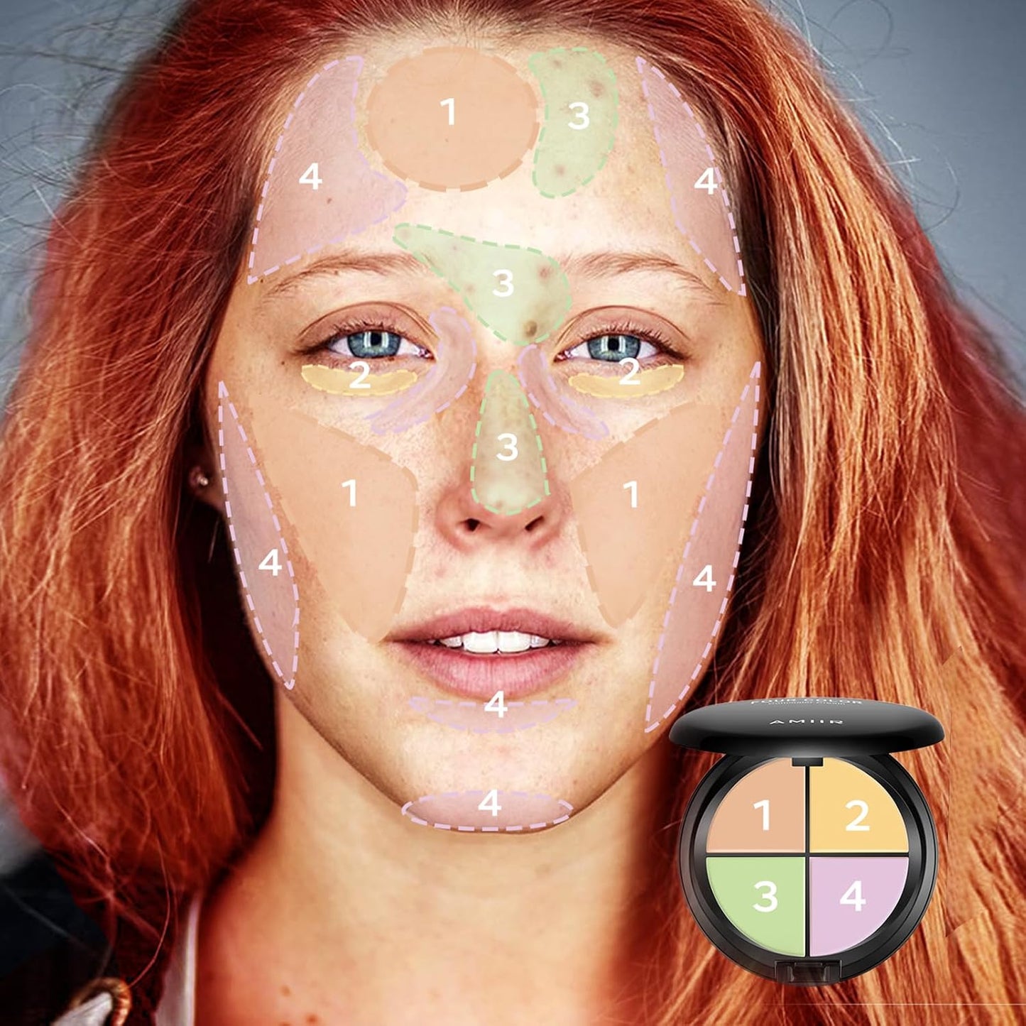 Color Correcting Concealer Cream Full Coverage Professional Makeup Palette Flawless Face Contour, Corrector