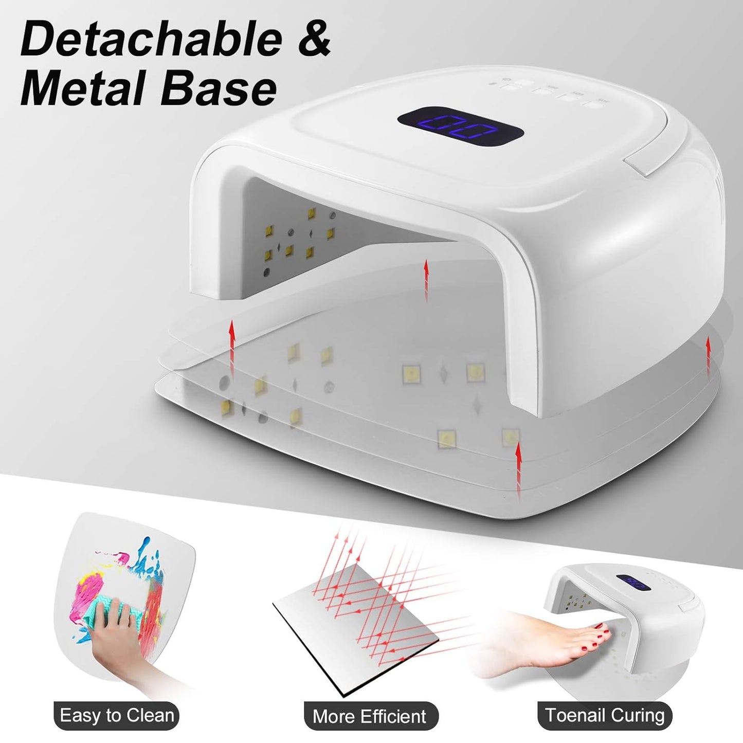 60W Rechargeable UV LED Nail Lamp, Faster Wireless Nail Dryer Gel Polish Light 42 Beads & Portable Handle, Professional Curing Lamp For Fingernail and Toenail, Auto Sensor & Quick Dry Nail Machine