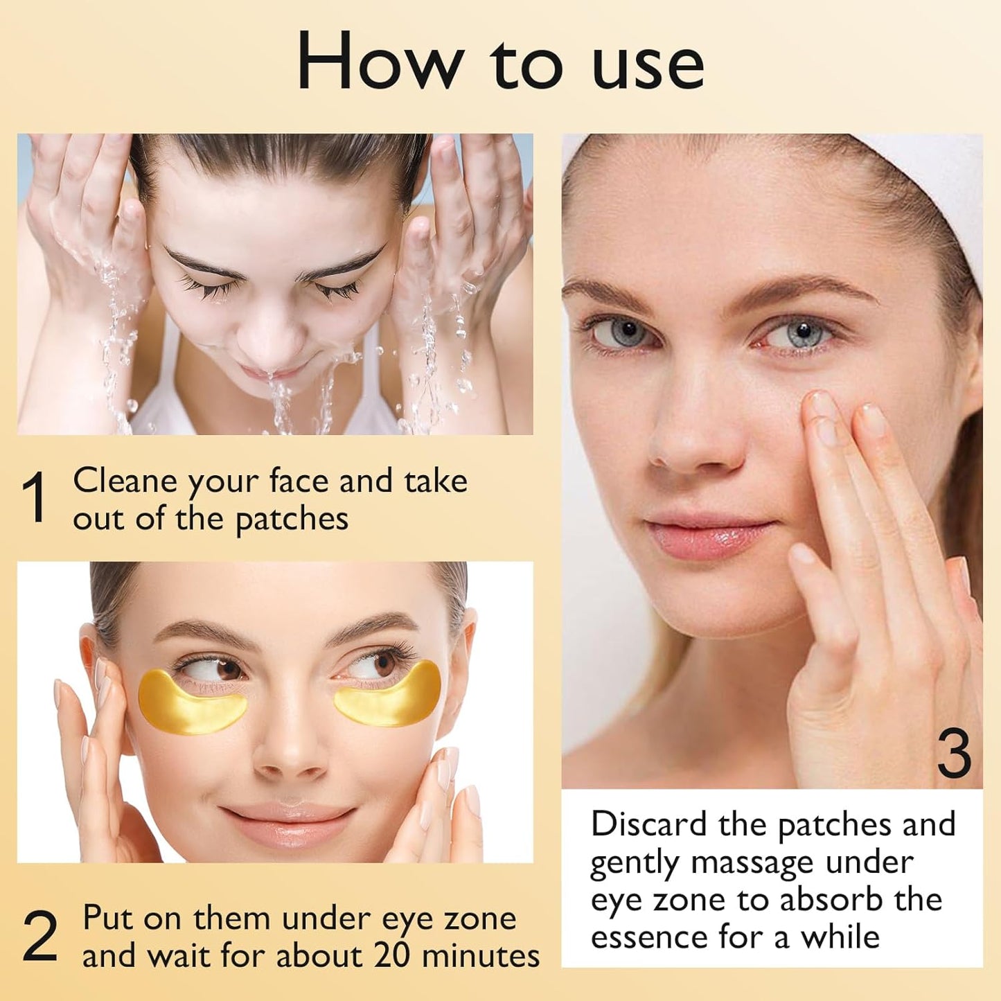 Adofect 25 Paris Under Eye Patches 24k Gold Under Eye Mask for Puffy Eyes and Dark Circles Treatments, Under Eye Bags Treatment Collagen Gel Pads for Beauty & Personal Care, Gold