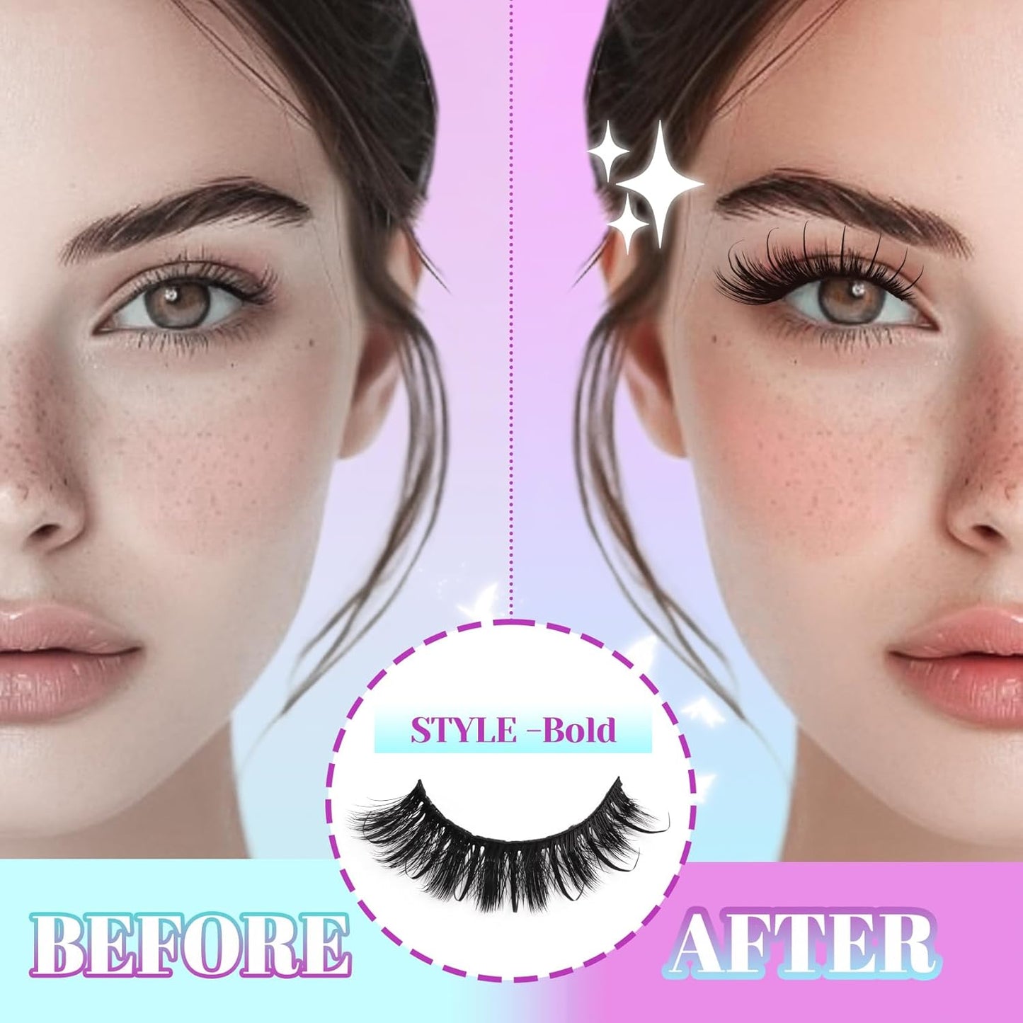 Losha Lashes Fluffy False Eyelashes 10 Pairs Spiky Cat Eye Lashes Kit with Lash Glue and Lash Tweezers 3D Volume Fake Eyelashes Soft Faux Mink Lashes Pack (Bold)