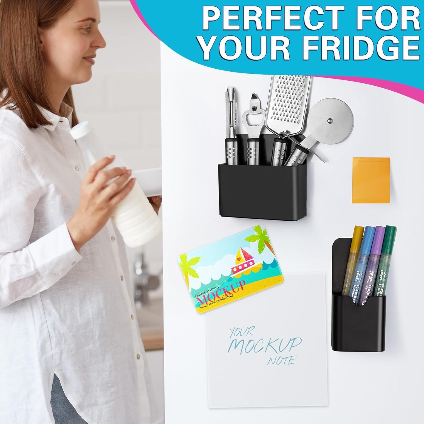 Grtard 4 PCS Magnetic Pen Holder, Black Magnetic Marker Holder for Whiteboard, Magnetic Dry Erase Marker Holder, Magnetic Pen Holder for Refrigerator, Magnetic Pencil Holder, Magnet Locker Organizer