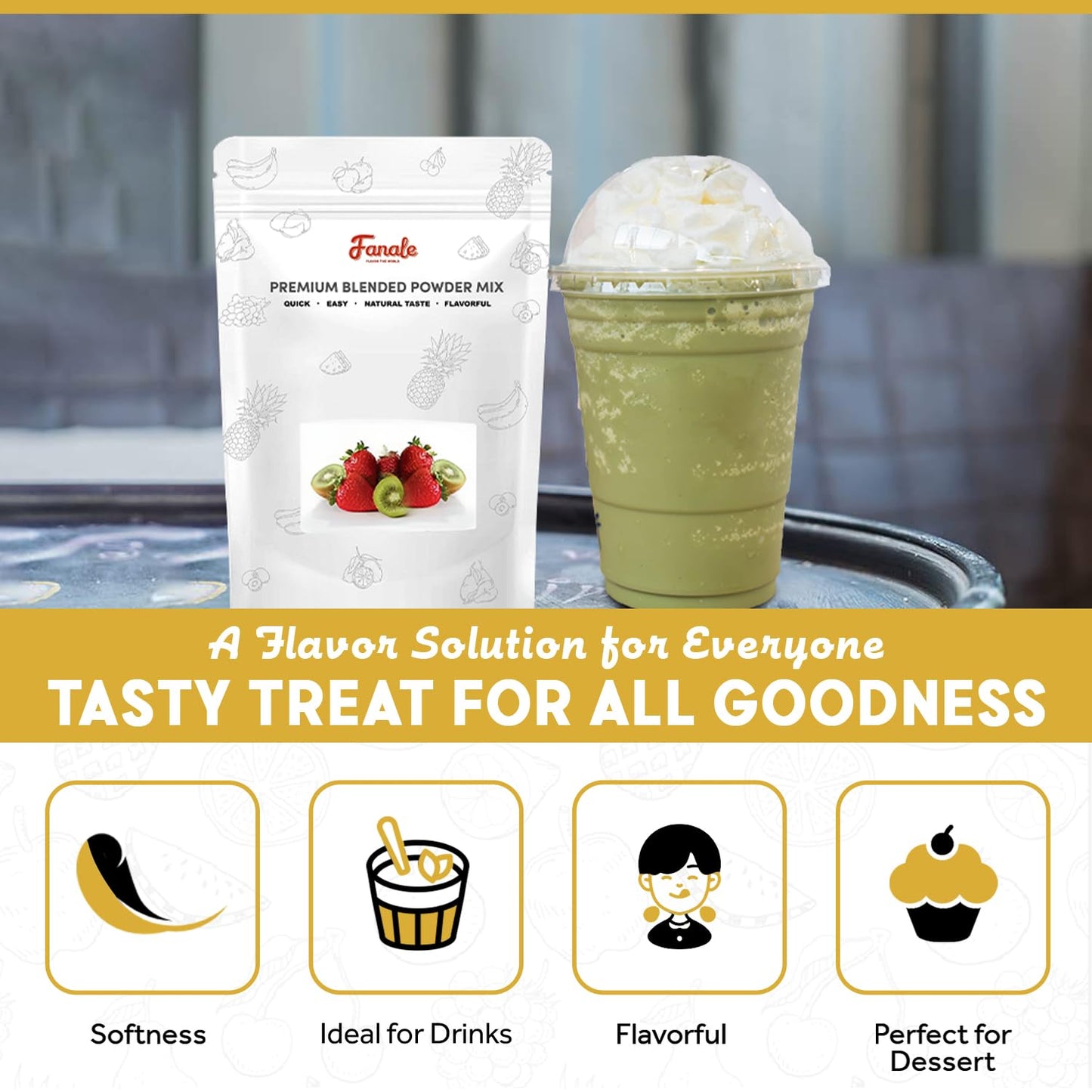 Fanale Premium Avocado Bubble Tea Flavoring Powder | Perfect for Baking, Smoothies, Desserts and Drinks | Instant Flavoring Powder for Boba Milk Tea - 2.2 Pounds (Pack of 20).