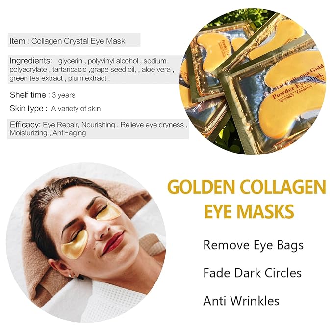 30 PCS Under Eye Collagen Patches,Crystal Pink Collagen Lip Masks，Gold Moisturizing Under Eye Mask，moisturizing skin, anti-chapping and anti-aging.…