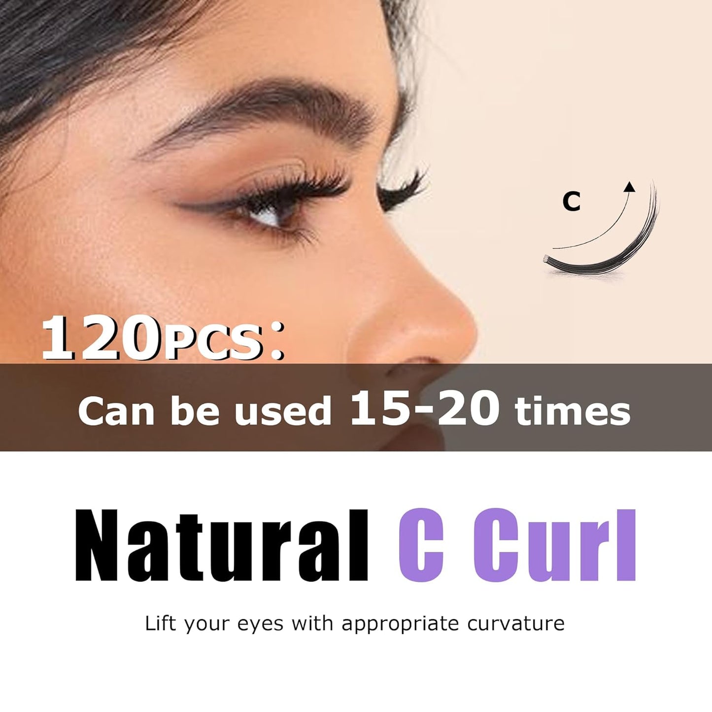 GAQQI Lash Clusters, Eyelash Clusters 120PCS D Curl Individual Lashes, Wispy Cluster Eyelash Extension 10-16mm Mixed Length, Natural Looking Cluster Lashes （GQ03, D Curl, 10-16mm)