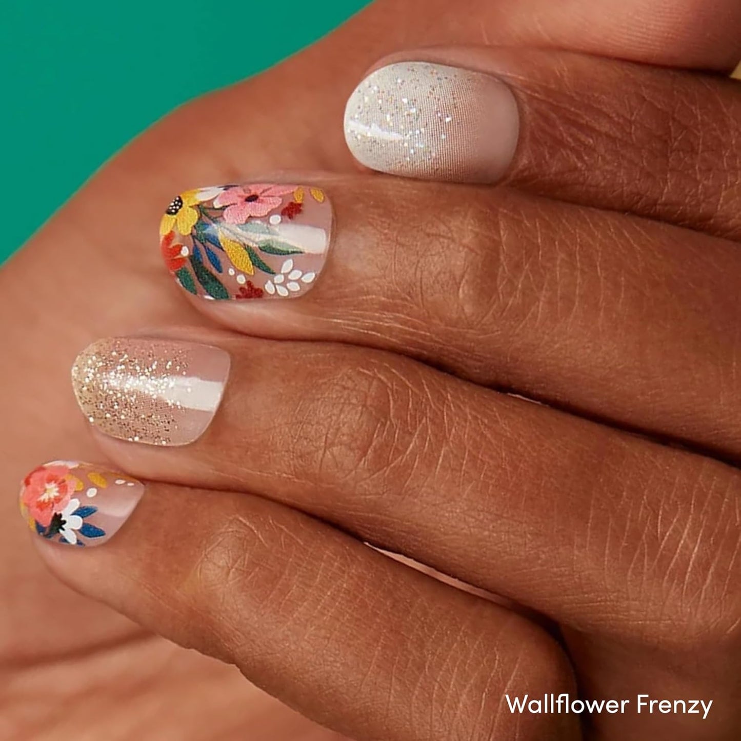 Dashing Diva Gloss Nail Strips Bundle - The Spring Florals Collection - Wallflower Frenzy & Bug Off - UV Free, Chip Resistant, Long Lasting Gel Stickers - Contains 2 Sets