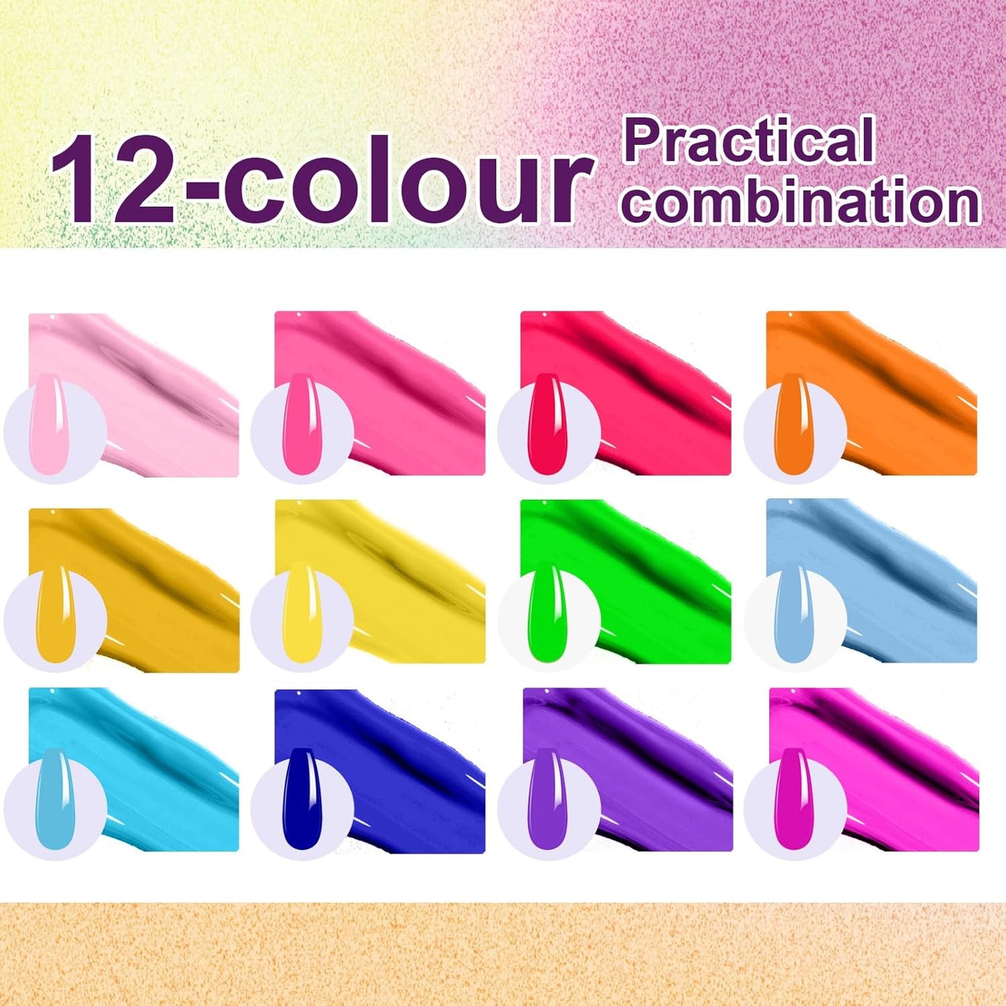 Gradient Painting Gel,12 Ombre Gel Nail Polish Kit with 100Pcs Nail Sponges & Tweezers Bright Color for Pigment Pat Nails French Manicure, Long-lasting Palette Mojito Sunrise Canvas