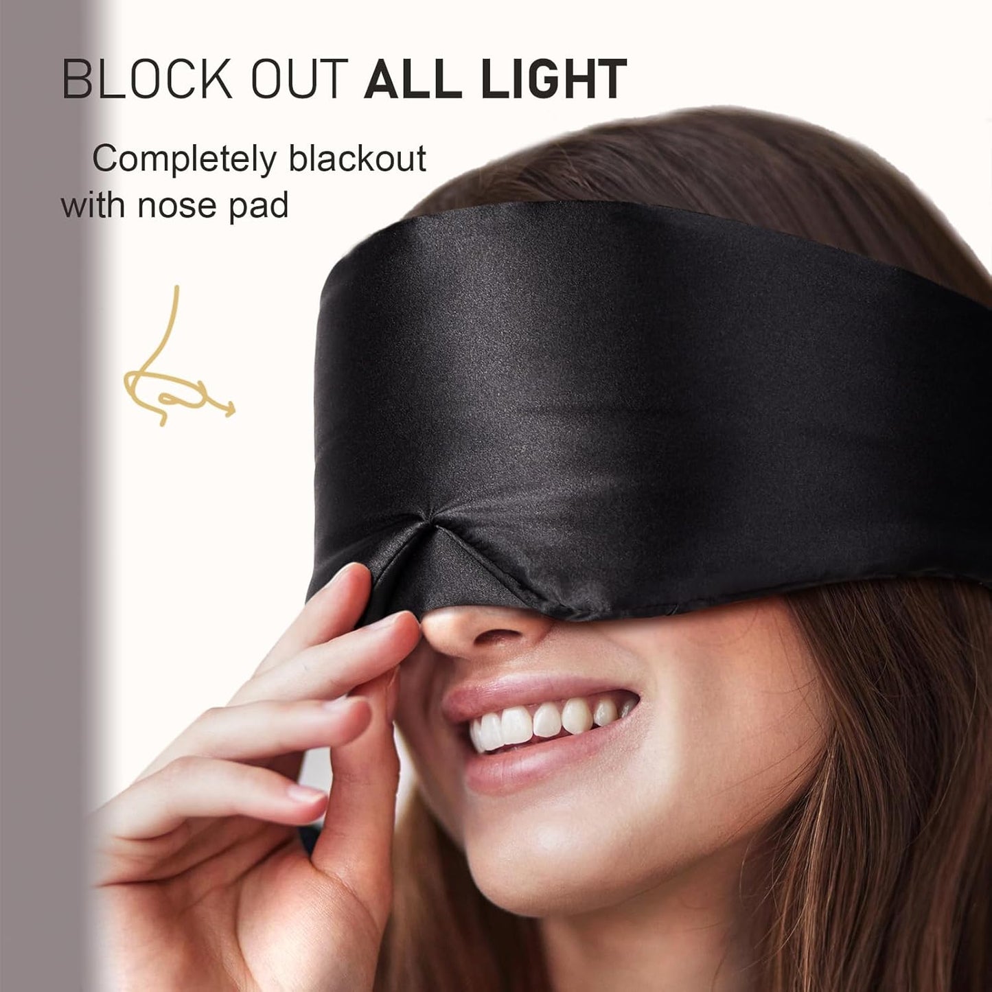 LitBear Silk Sleep Mask for Side Sleeper, Eye Mask Sleeping for Women Men 100% 22 Momme Pure Mulberry Silk, Face-Hugging Padded Eye Cover for Sleeping with Adjustable Band (Black)