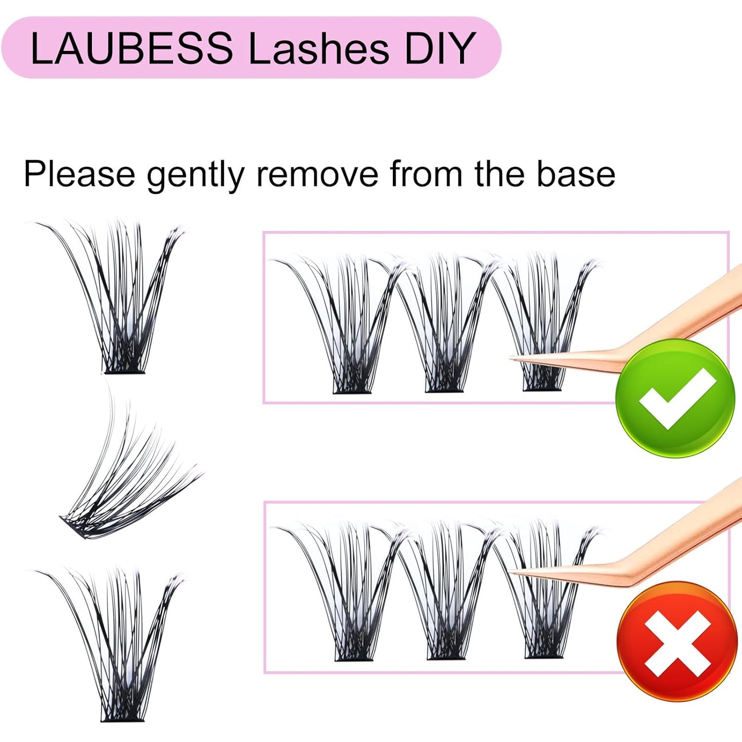Eyelash Clusters LAUBESS Lash Clusters Individual Lashes Cluster Eyelash Extensions DIY at Home Waterproof Cluster Lashes (40D-D-15)