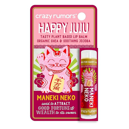 Crazy Rumors Happy Juju All Natural, Plant-Based Lip Balm with Organic Shea & Jojoba 1 Pack (Maneki Neko)