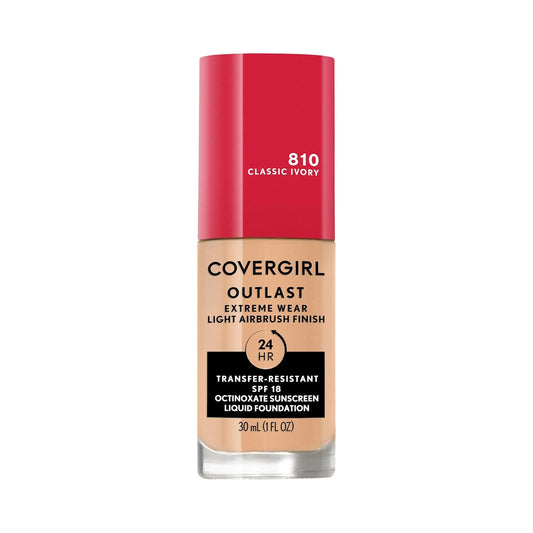 Covergirl Outlast Extreme Wear 3-in-1 Full Coverage Liquid Foundation, SPF 18 Sunscreen, Classic Ivory, 1 Fl. Oz.