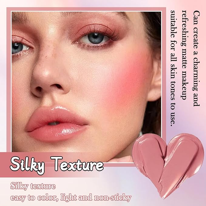 Cream Blush Stick for Cheeks,Blendable Multi-use Blush Makeup Stick for Cheek Eyes Lips Blusher