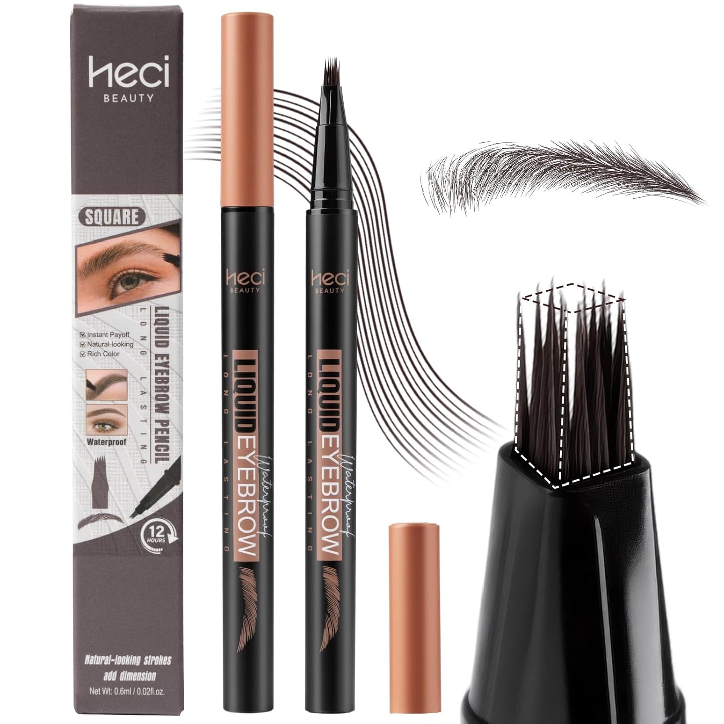 Eyebrow Pen, Angled Brow Brush,Eyebrow Pencils for Women,Natural Brow Pen,Hair-Like Strokes, 24hrs Long-Lasting,Waterproof, Smudge-Proof,Easy to Use, Multiple Uses,Gifts for Her,Chocolate