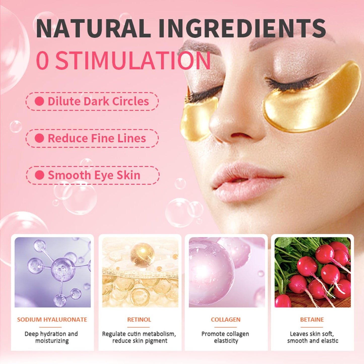 30 Pairs 24K Gold Eye Masks & Lip Masks, Crystal Collagen Gel Under Eye Patches for Puffy Eye, Moisturizing Cooling Skin Care Lip Eye Patches for Puffiness and Dark Circles