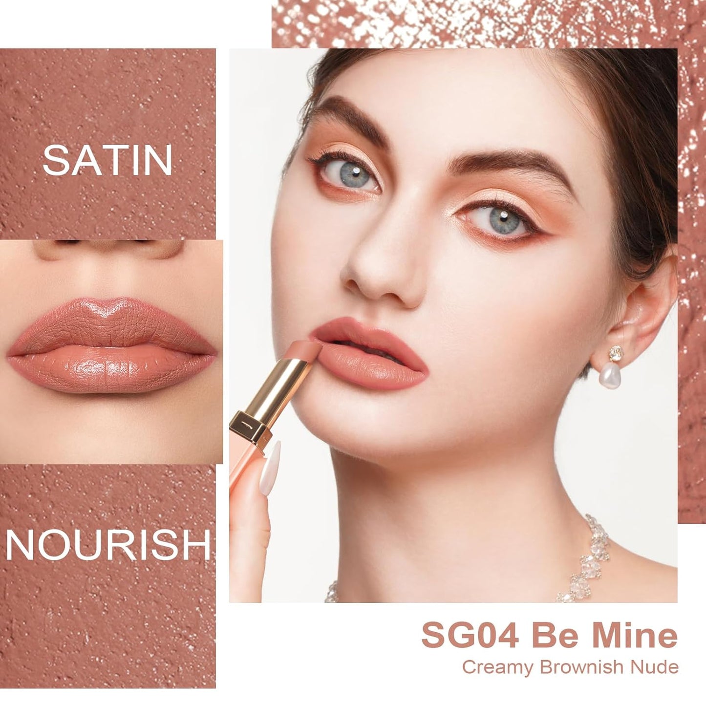 Oulac Color Rich Satin Matte Lipstick – Nude Peach Lipsticks for Women, Long Lasting, Hydrating Lip Color, Non-Drying Velvet Finish, Creamy Texture, Full Coverage, Vegan, SG04