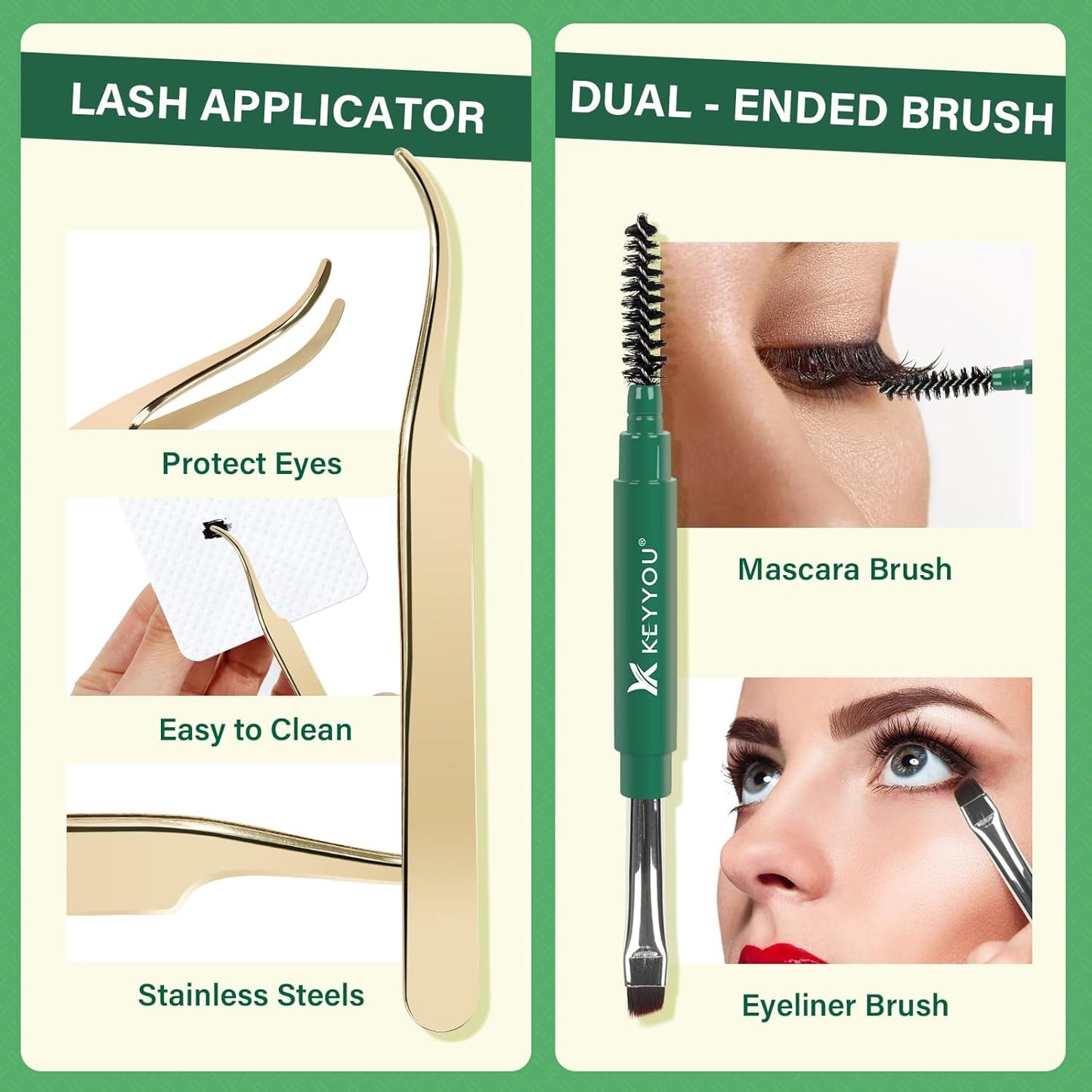 DIY Lash Extension Kit KEYYOU 144pcs Lash Clusters Eyelash Extension Kit with Mascara Brush Bond and Seal Lash Glue Remover Lash Applicators Lash Brush for DIY Lash Extensions (Y08 Kit)