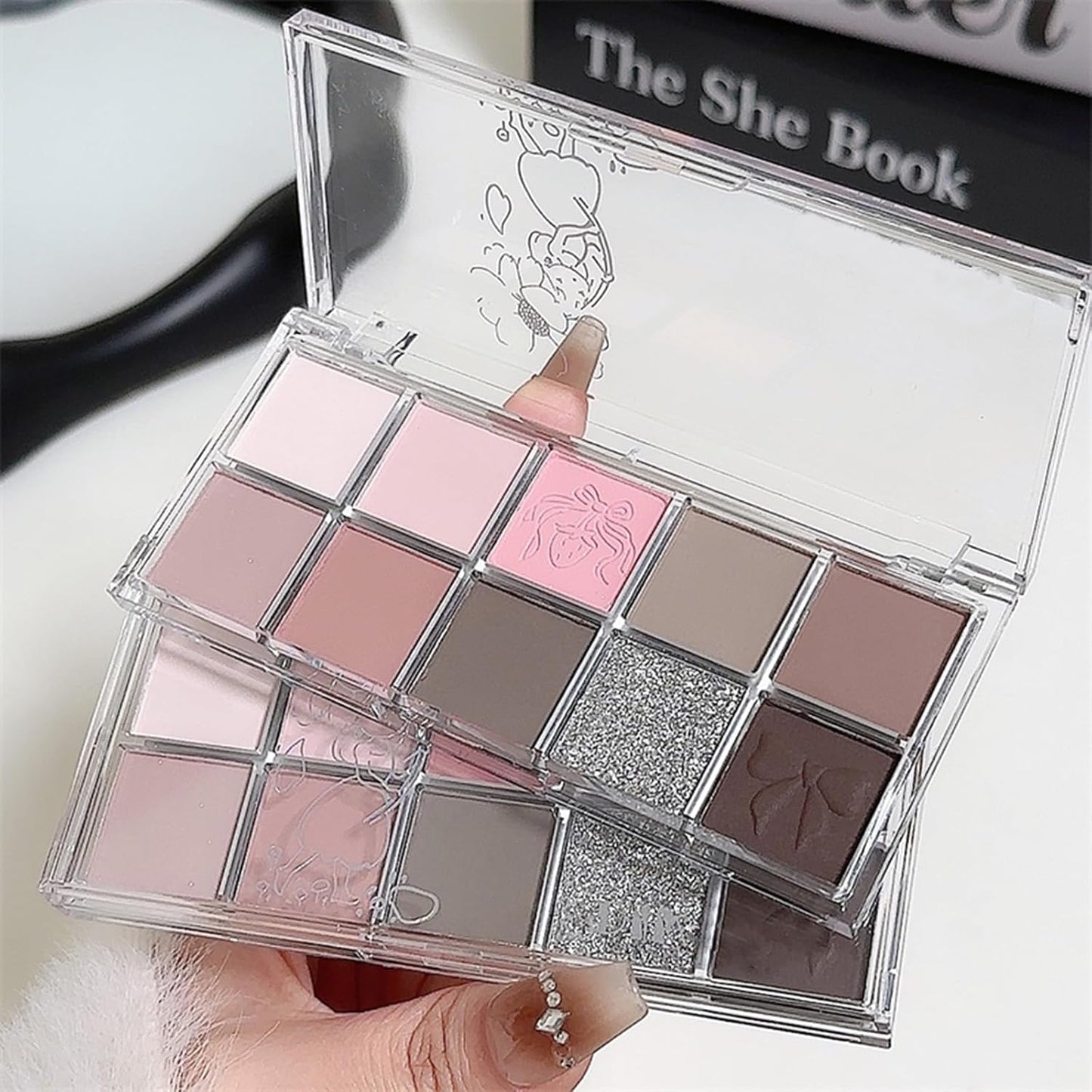 Erinde 10 Colors Eyeshadow Palette Makeup - Matte Shimmer Glitter Eye Shadow, Ultra-Blendable, High Pigmented, Naturing-Looking, Neutral Nude Eyeshadow Pallet with Professional Brush,19