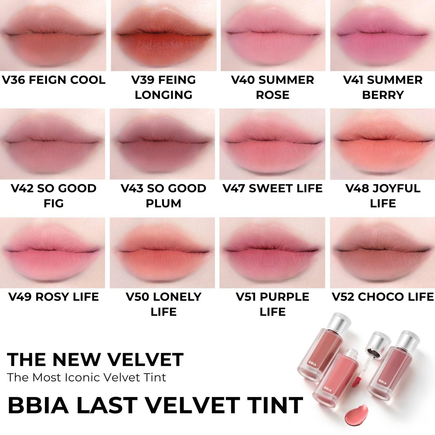 BBIA Last Velvet Tint NEW - Soft Creamy Matte Finish Lip Stain, Blur Effect & Velvety Texture, Long-Lasting, High Pigment, Non-Drying, Vegan, Korean Lip Makeup (V36 FEIGN COOL, Pack of 1)